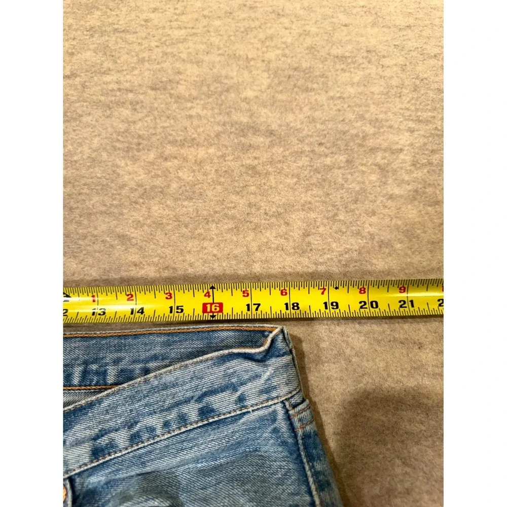 Levis 501 Original Fit Jeans Mens 38x34 Light Blue Whiskering Denim Straight Leg